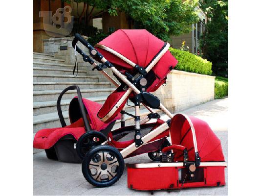 PoulaTo: Luxury Baby Stroller 3 in 1 High Landscape Pram foldable pushchair & Car Seat.